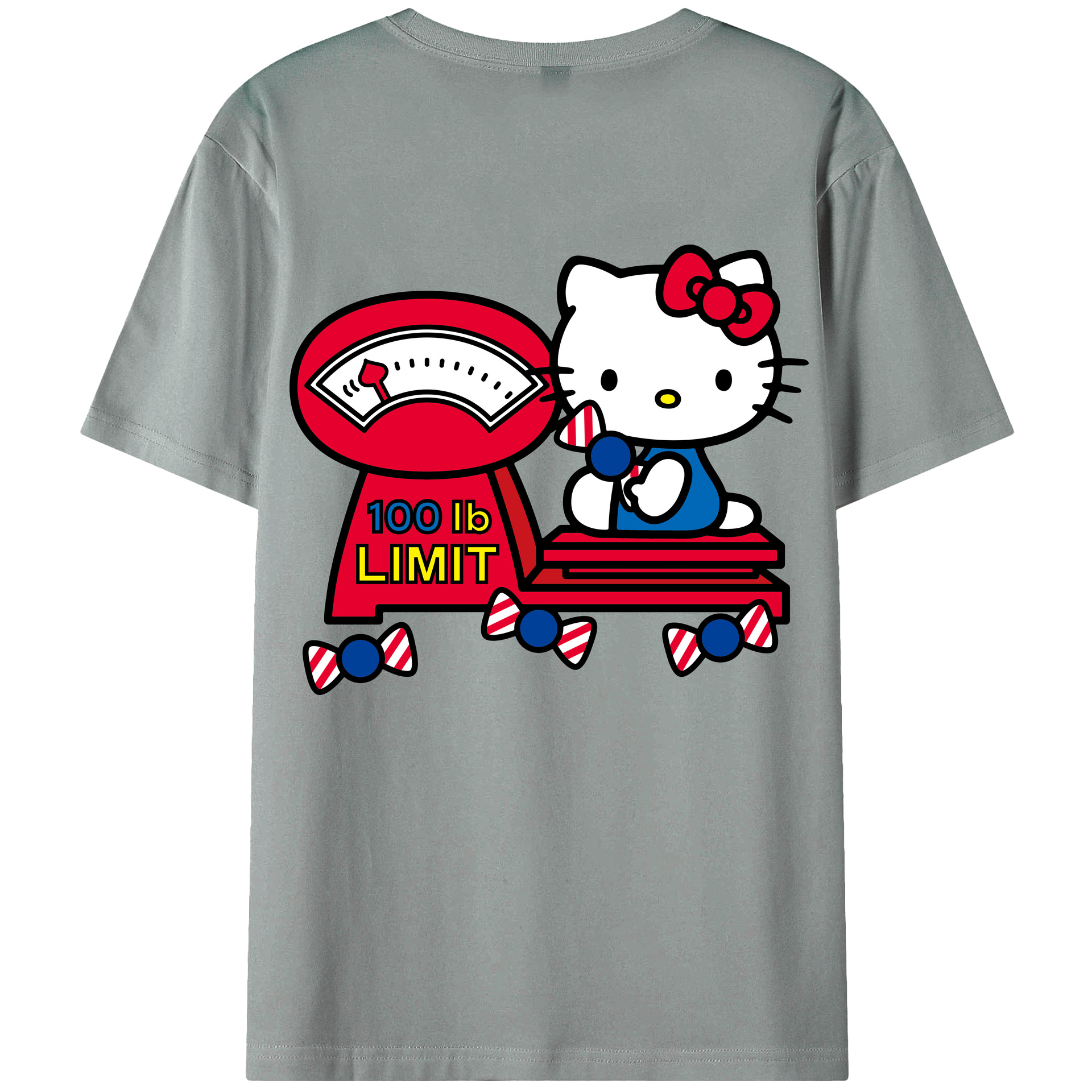 （画像用） Hello Kitty ハローキティ 綿100％ メンズ半袖Tシャツ（バックプリント） 通気性